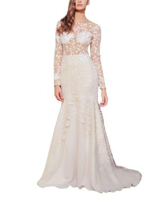 Women's Holden Long-Sleeve Illusion Gown