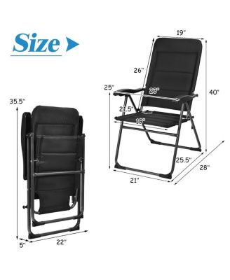 Set of 4 Patio Folding Chairs with Adjustable Backrests