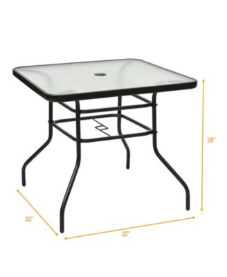 32" Outdoor Square Patio Dining Table with Convenient Umbrella Hole