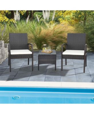 4 Pieces Patio Wicker Dining Armchair Set with Soft Zippered Cushion-Set of 4