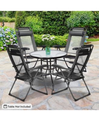 2 Pieces Patio Adjustable Folding Recliner Chairs with 7 Level Adjustable Backrest