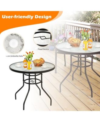 32" Round Outdoor Patio Dining Table with Convenient Umbrella Hole