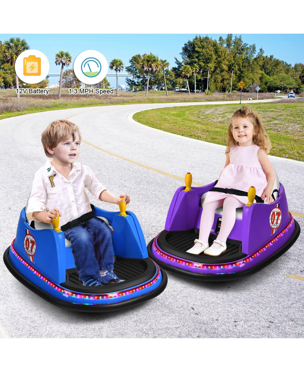 Sugift 12V Kids Ride On Bumper Car 360-Degree Spin Race Toy with Remote Control