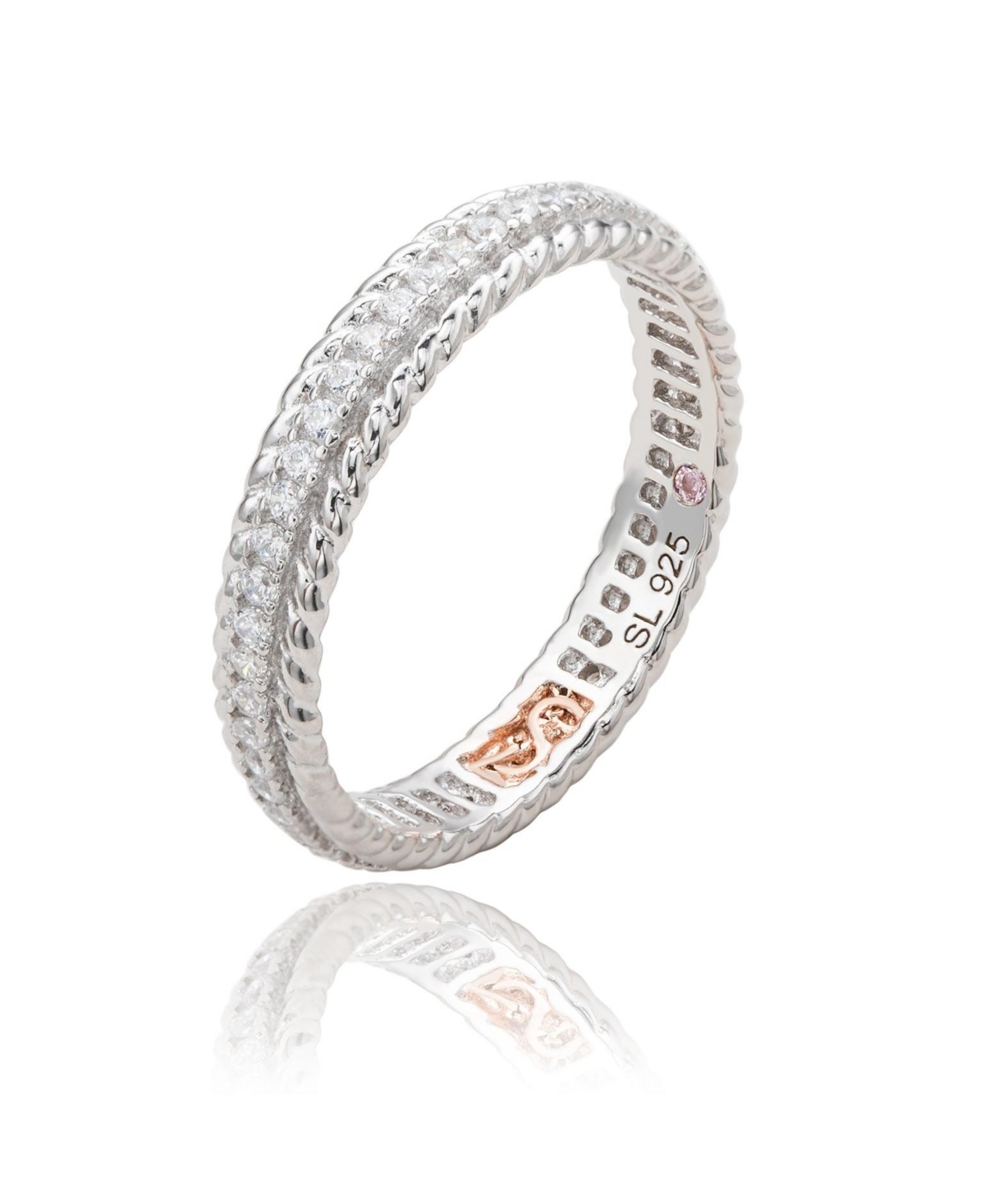 Suzy Levian New York Suzy Levian Sterling Silver Cubic Zirconia French Filigree Eternity Band