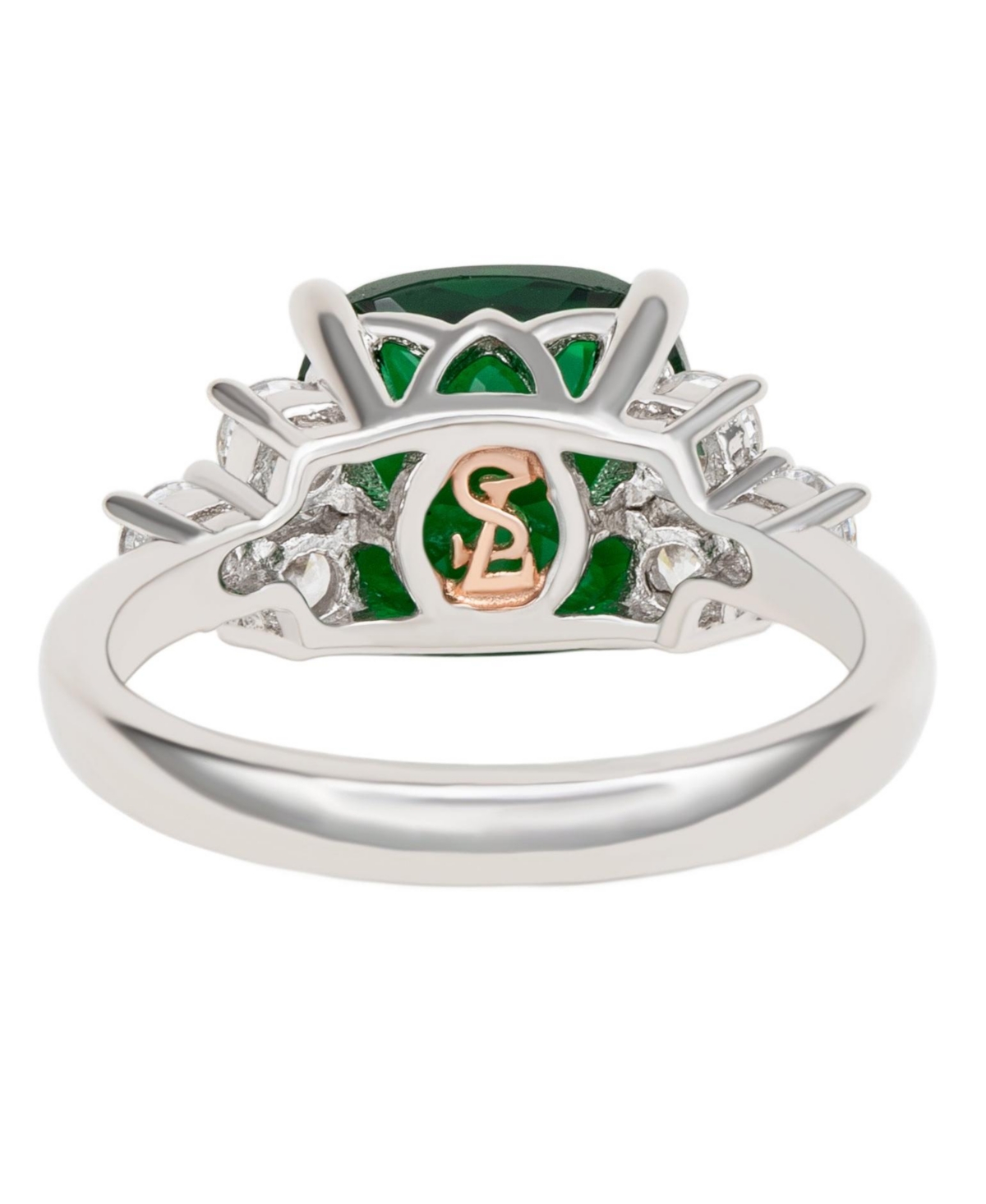 Suzy Levian New York Suzy Levian Sterling SilverCubic Zirconia Center Stone Ring - Green
