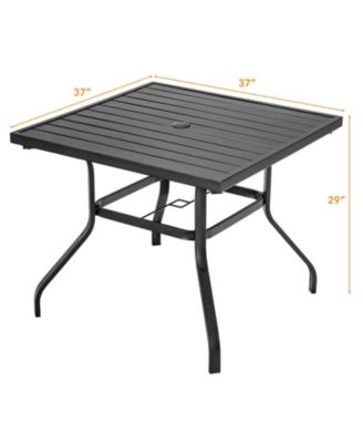37 Inch Square Patio Dining Table with Umbrella Pole Hole