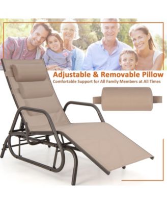 SUGIFT Outdoor Chaise Lounge Glider Chair with Armrests and Pillow