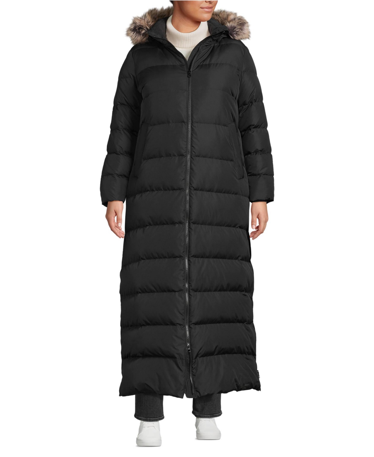 Plus Size Max 600 Down Long Maxi Coat - Black