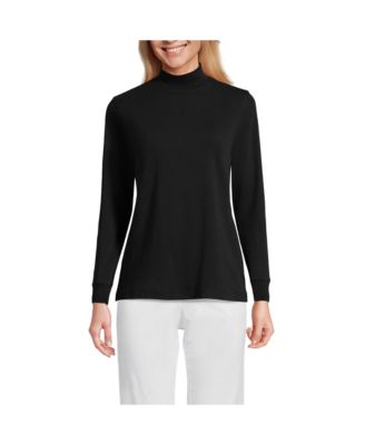 Lands End Women s Relaxed Cotton Long Sleeve Mock Turtleneck Black