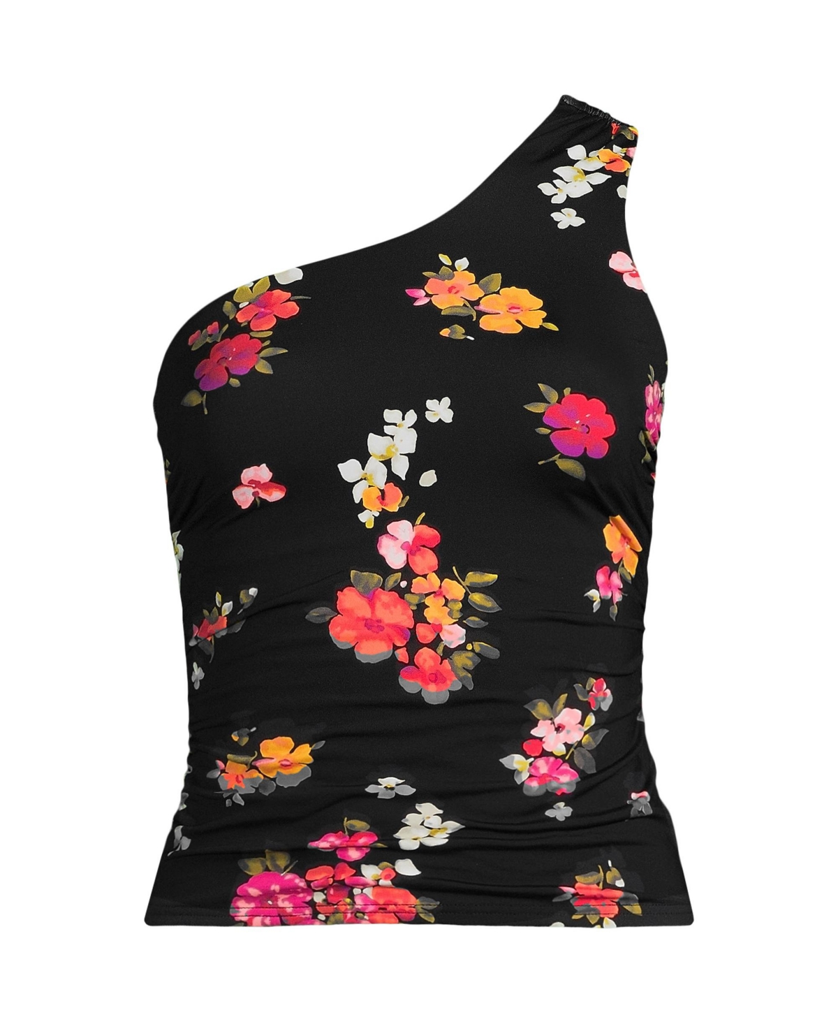 Lands' End Women's Shirred One Shoulder Tankini Swimsuit Top