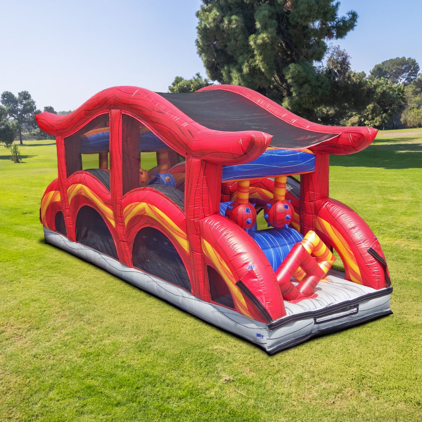 Детская игрушка Jumporange Shadow Inflatable Obstacle Course Bounce House with Slide, Commercial Grade, Up to 4 Participants, от 3 лет, цвет: Красный / Жёлтый — фото 2