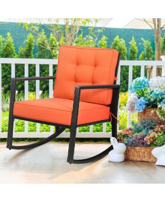 Patio Rattan Rocker Outdoor Glider Rocking Chair Cushion Lawn