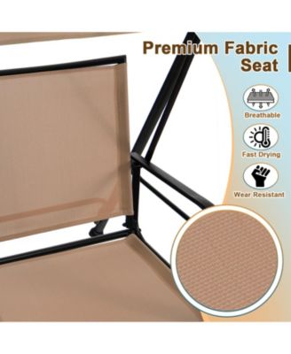 2-Seat Outdoor Canopy Swing with Comfortable Fabric Seat and Heavy-duty Metal Frame