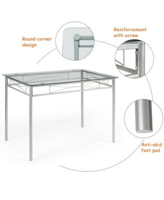 5 Pieces Dining Set Glass Table and 4 Chairs