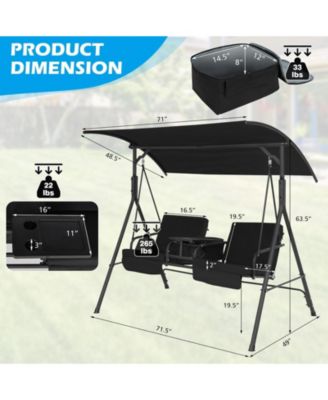 Porch Swing Chair with Adjustable Canopy