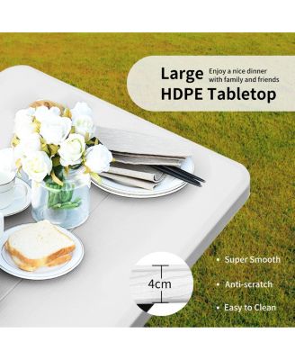 HDPE Outdoor Picnic Table Bench Set with Metal Base