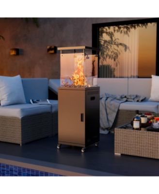 50000-BTU Black Steel Floorstanding Propane Patio Heater with Wheels