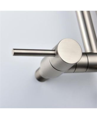 Brass Folding Faucet 1/2” NPT Wall Mount Kitchen Faucet with Dual Handles for Cold Water