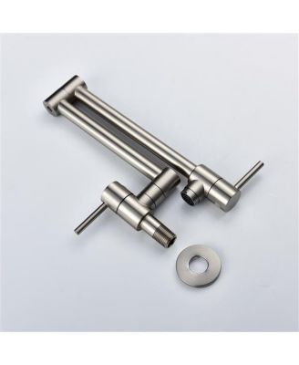 Brass Folding Faucet 1/2” NPT Wall Mount Kitchen Faucet with Dual Handles for Cold Water