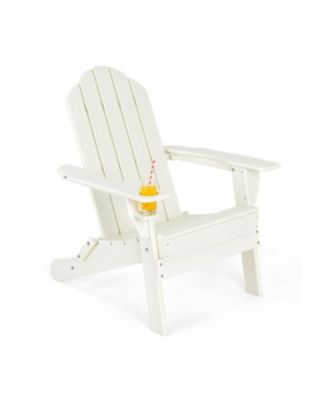 Foldable Weather Resistant Patio Chair with Built-in Cup Holder