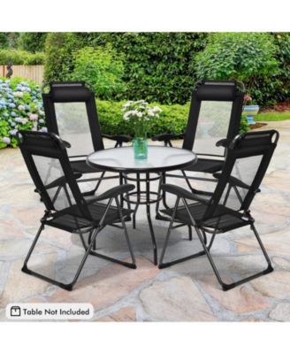 2 Pieces Patio Adjustable Folding Recliner Chairs with 7 Level Adjustable Backrest