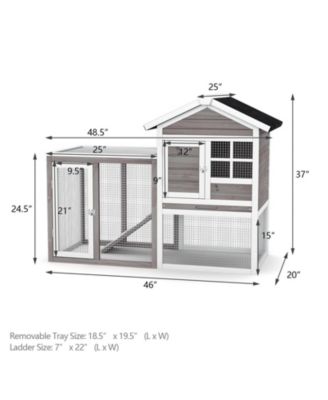2-Story Wooden Rabbit/Dog Hutch with Running Area