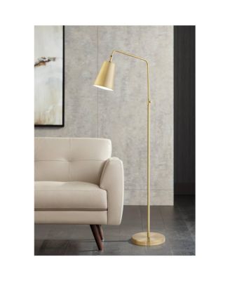 Zella Modern 48" Tall Standing Floor Lamp Skinny Downbridge Adjustable Height Foot Switch Gold Metal Brass Finish