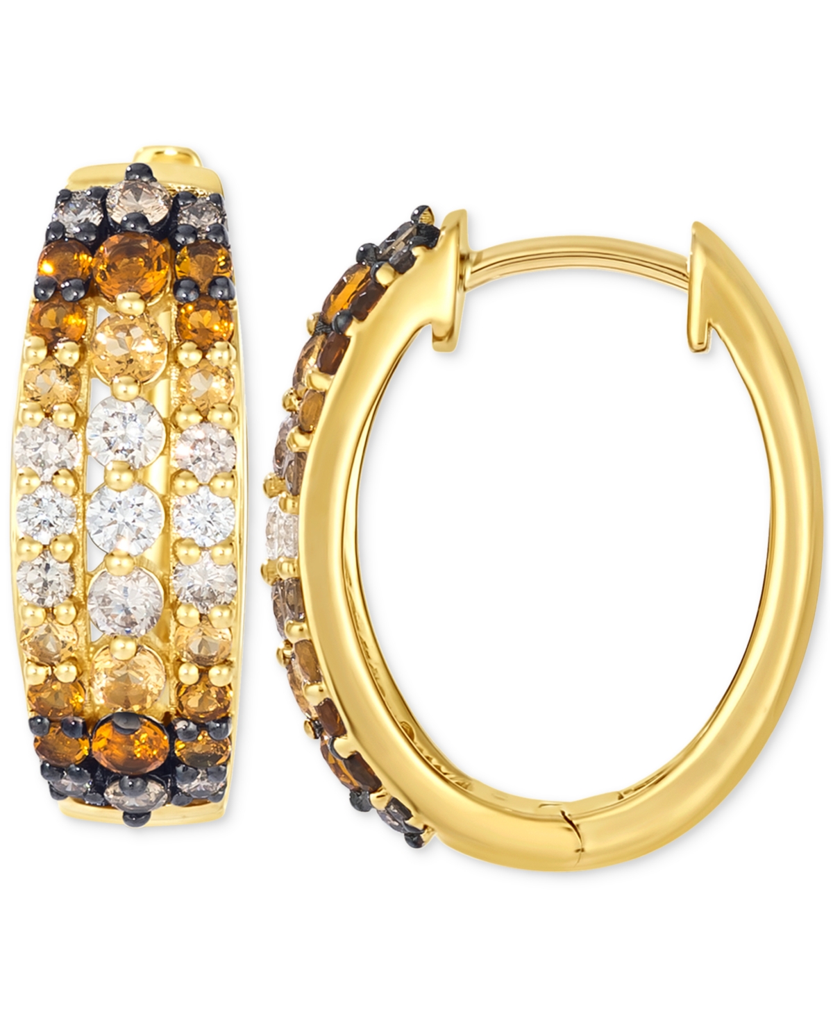 Le Vian Ombre Citrine (1/2 ct. t.w.) & Diamond (1/2 ct. t.w.) Triple Row Small Hoop Earrings, - 14K Honey Gold Earrings