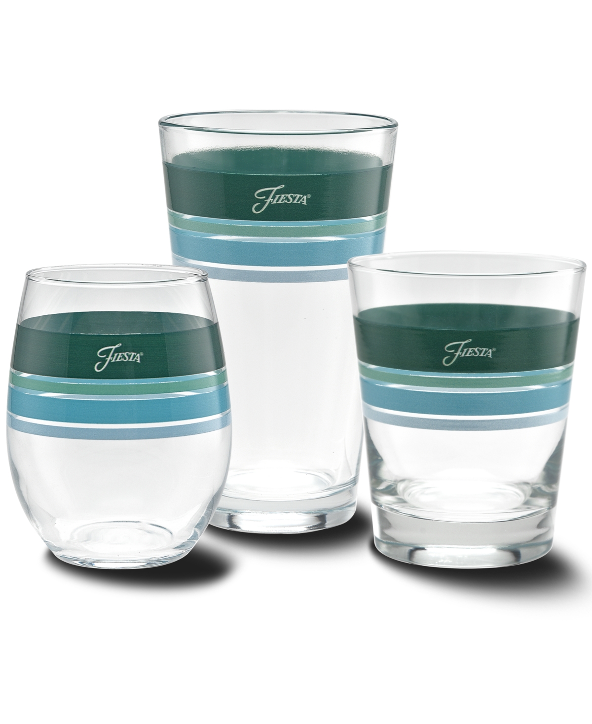 Fiesta Tropical Edgeline 16-ounce Tapered Cooler Glass, Set Of 4 In Jade,meadow,turquoise,sky