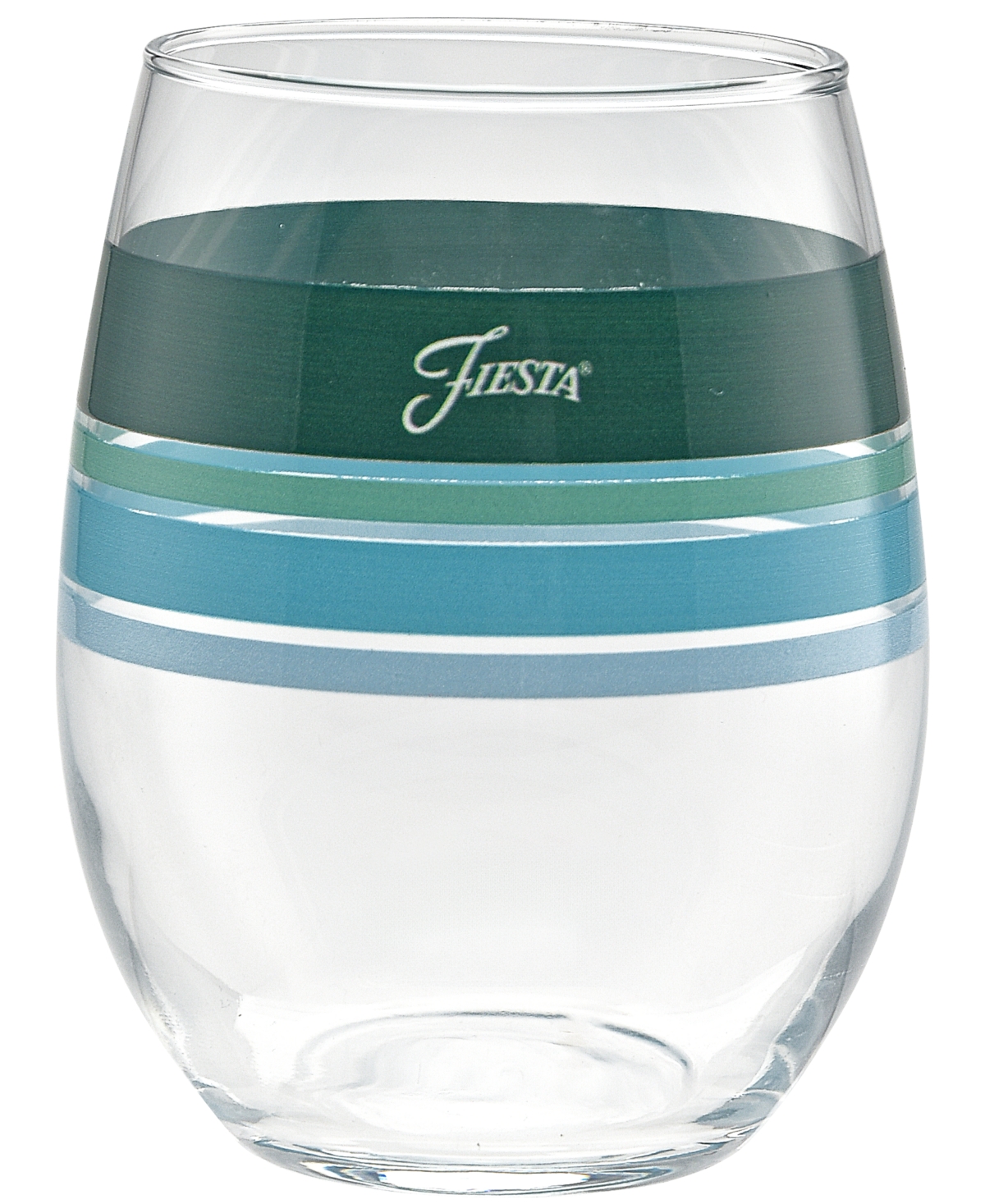 Fiesta Coastal Blues Frame 15-ounce Stemless Wine Glass Set Of 4 In Jade,meadow,turquoise,sky