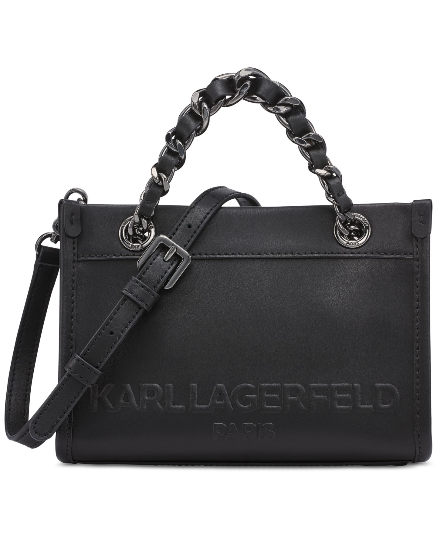 Женская сумка KARL LAGERFELD PARIS Savoie Leather Crossbody, цвет: Чёрный — фото 1