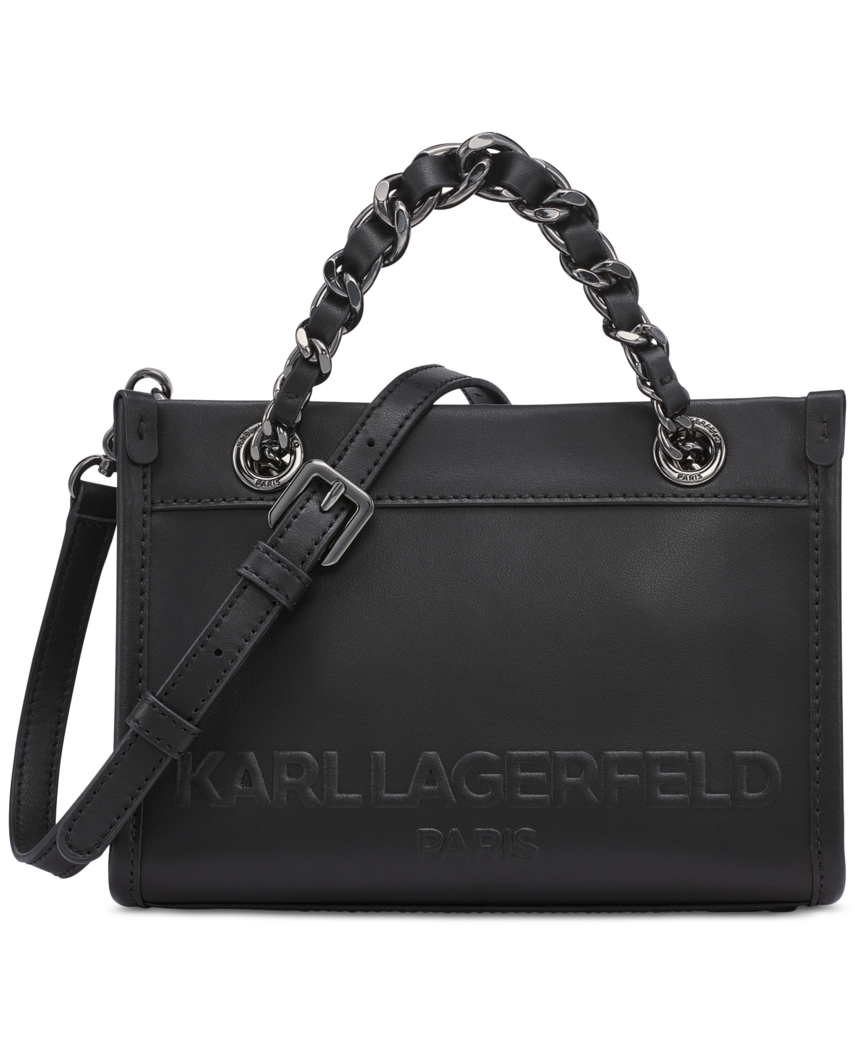 Karl Lagerfeld Savoie Small Leather Crossbody In Black