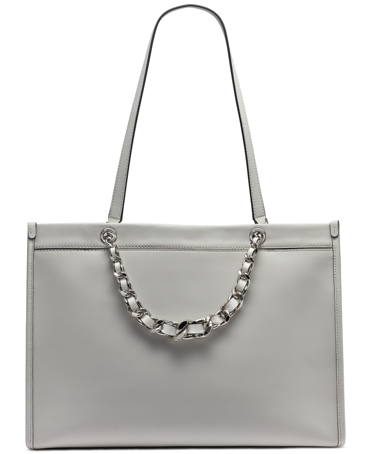 Karl Lagerfeld Savoie Large Leather Tote In White,silver