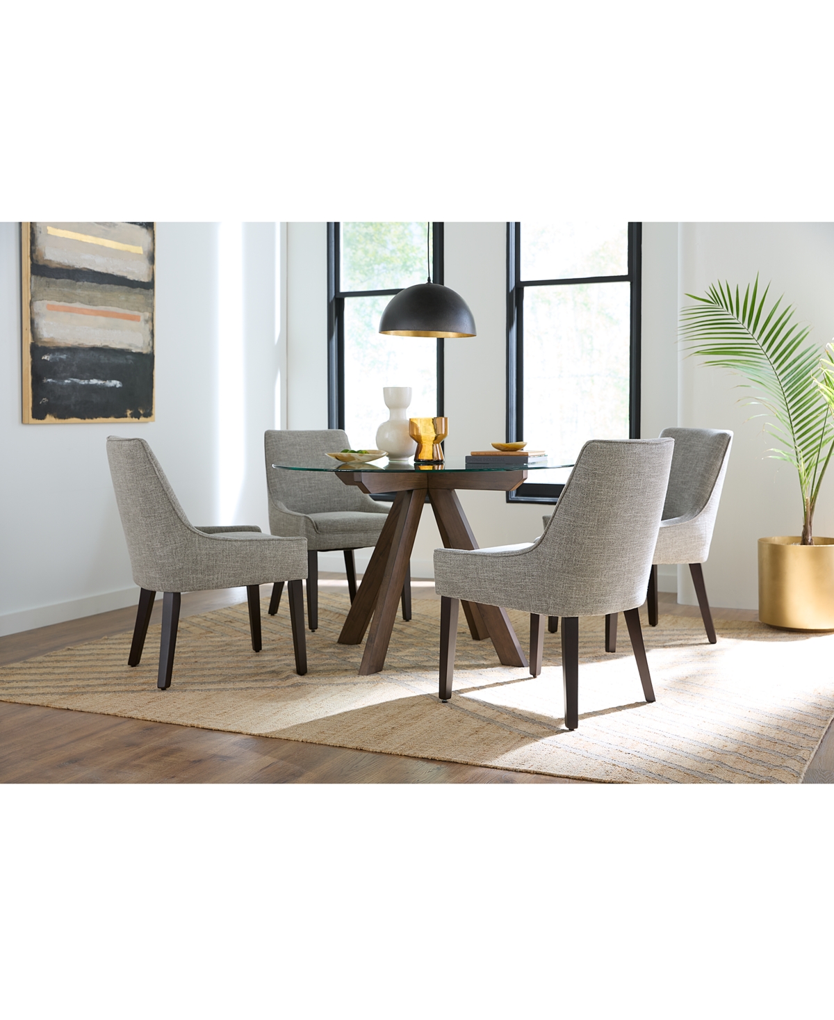 Macy's 5-pc. Dining Set (gardley Round Table & 4 Everly Ii Side Chairs), Created For  In Grey