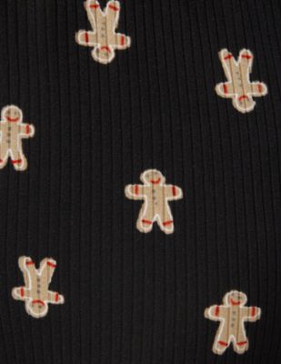 Women's 2-Pc. Ultra Ribbed Printed Pajama Set