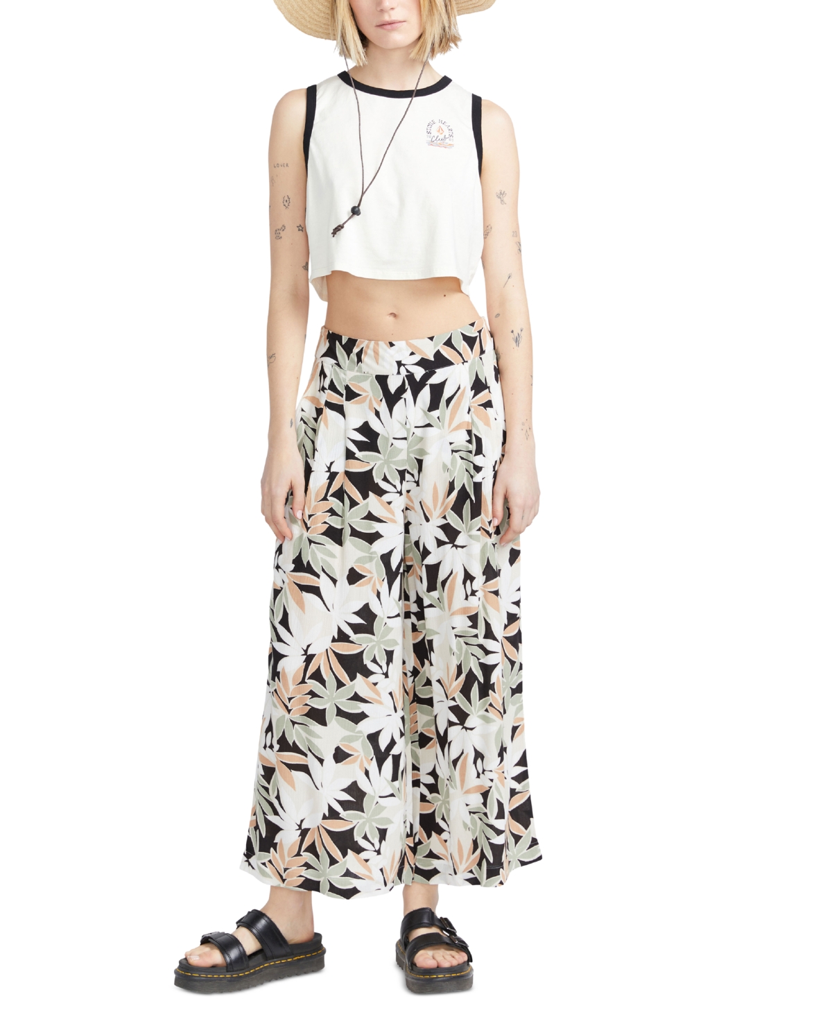 VOLCOM JUNIORS' WAVERLY PULL-ON WIDE-LEG PANTS 