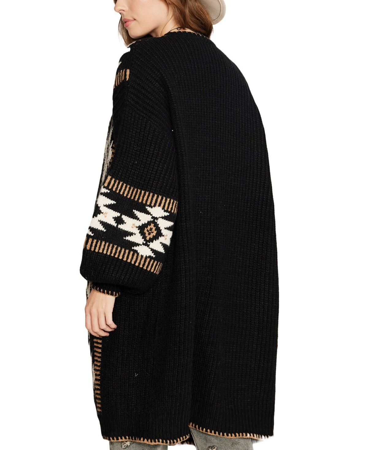 Driftwood Women's Whipstitched Geo-Print Cardigan -white