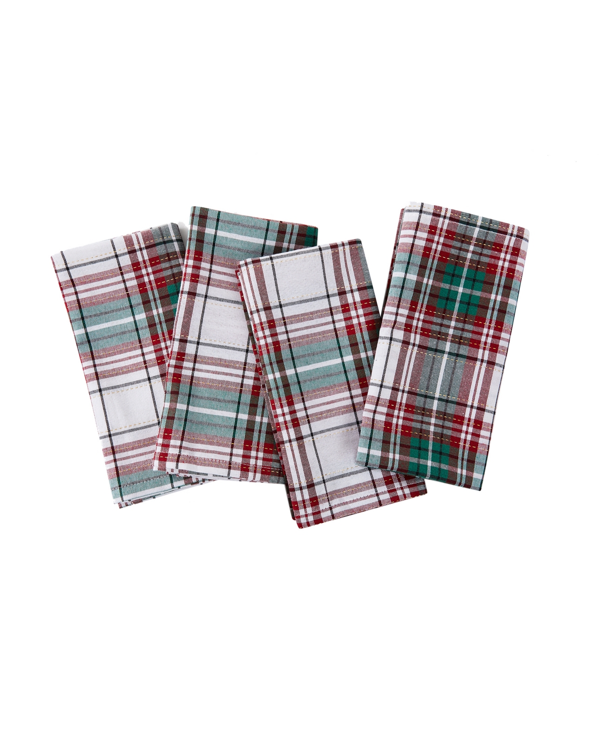 Avanti Holiday Cotton Plaid Napkins 18" X 18", Set Of 4 In Multi Color