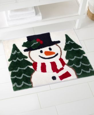 Winter Snowman Polyester Bath Rug, 30" x 20"
