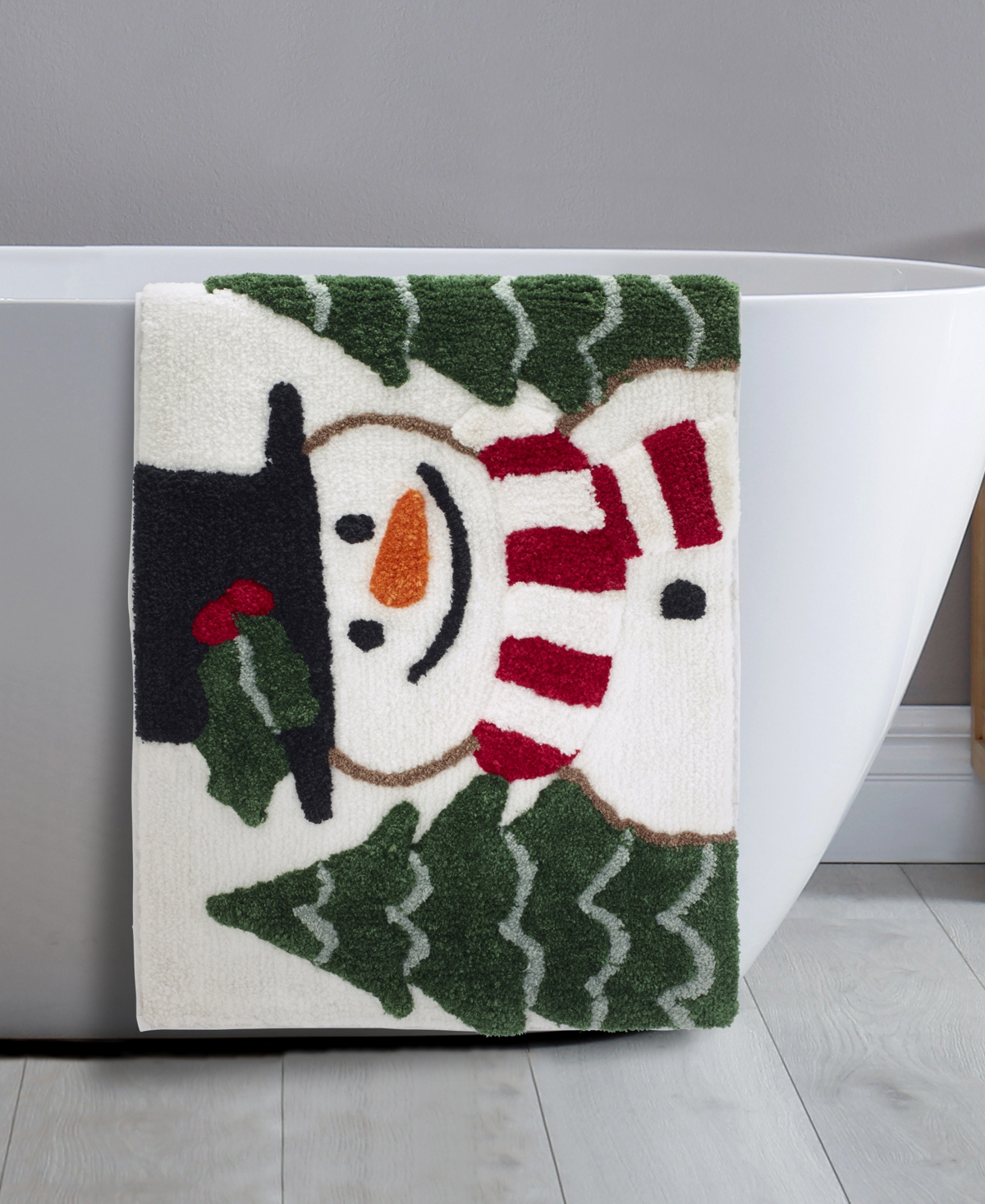 Avanti Winter Snowman Polyester Bath Rug, 30" X 20" In White