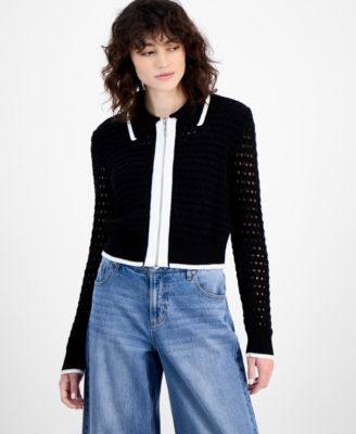 And Now This - Women's Open-Stitch Zippered Cardigan