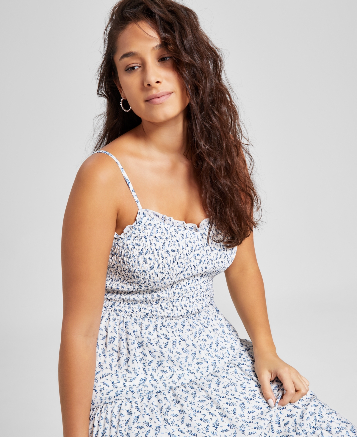 And Now This Petites Petite Smocked Tiered Midi Dress, Exclusively at Macy's