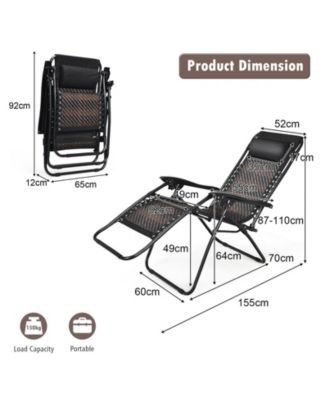 SUGIFT 2 Pieces Folding Patio Rattan Zero Gravity Lounge Chair