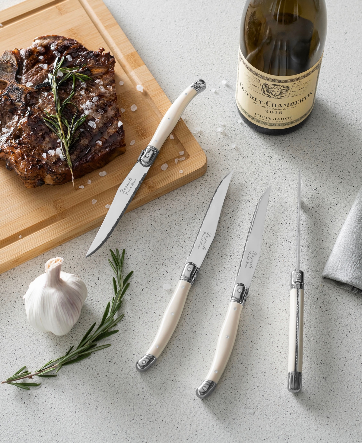 French Home Laguiole Connoisseur 4-piece Steak Knife Set With Handles In Ivory