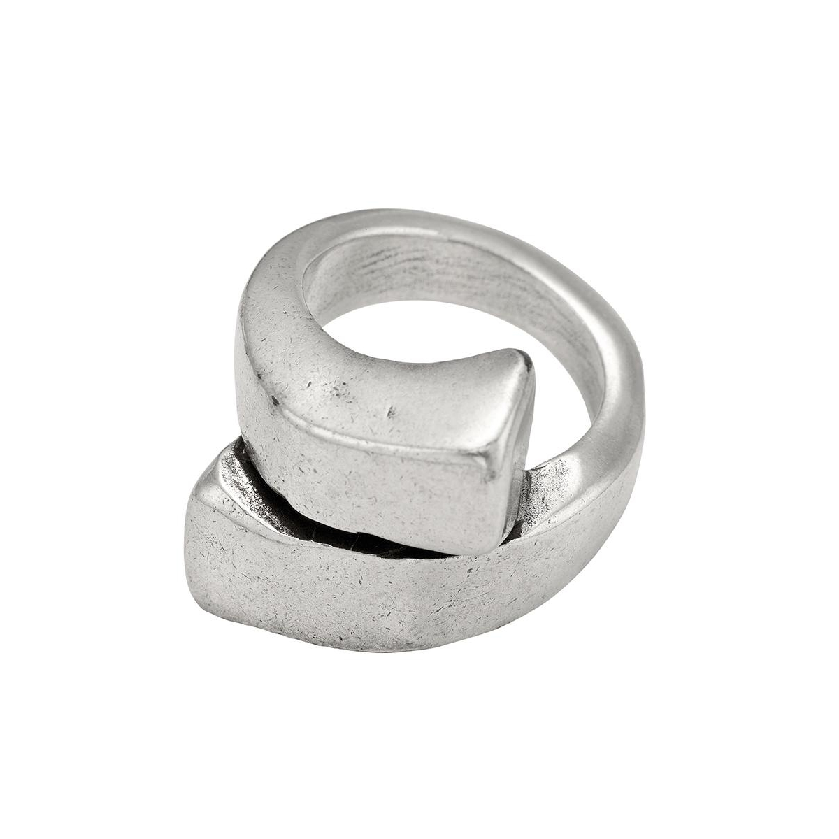 UNOde50 Sterling Silver Spiral Shape Metal Clad Ring - Silver