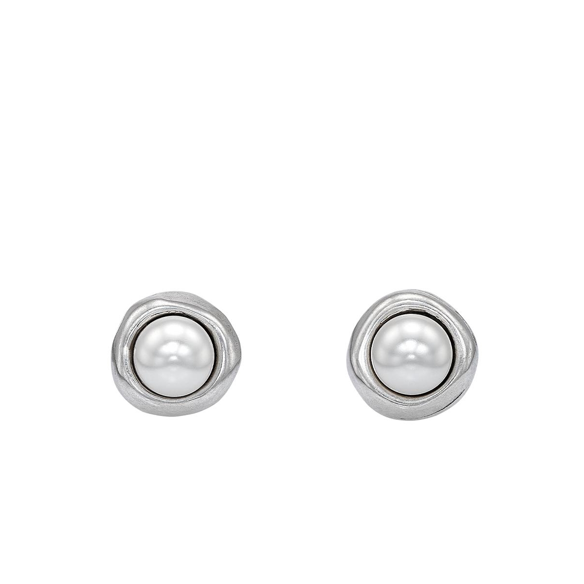 UNOde50 Sterling Silver Metal Clad Stud Earrings - Silver