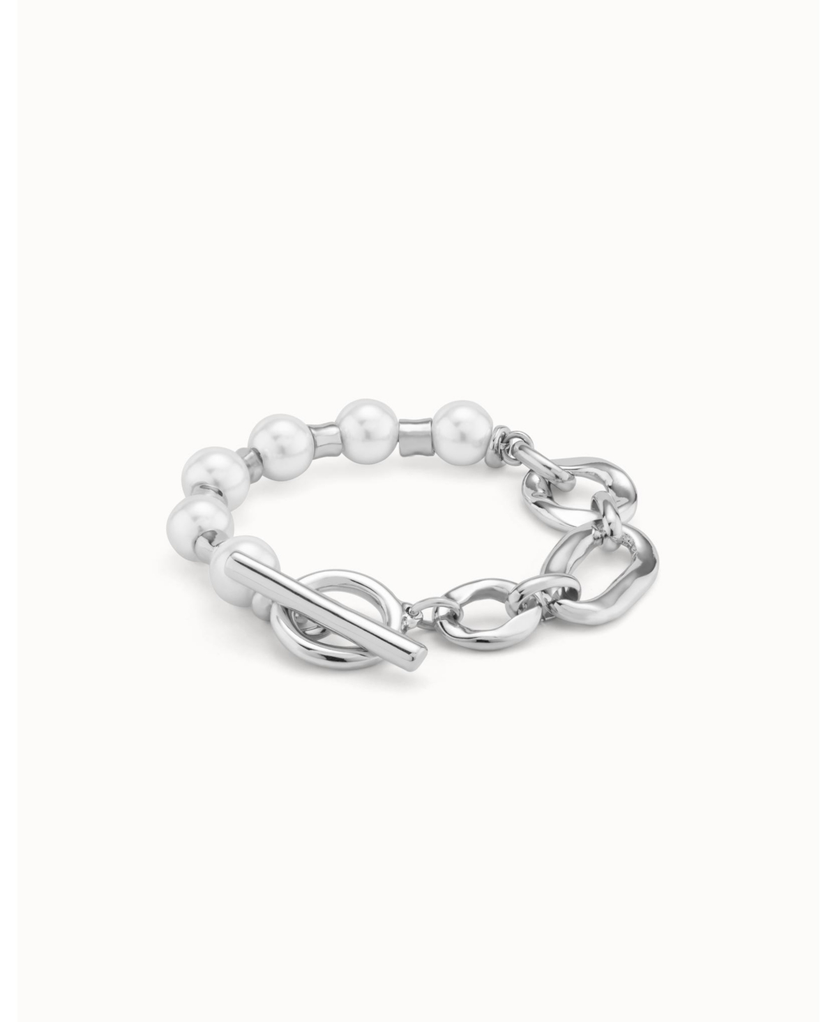 Unode50 Sterling Silver-plated Bracelet With A Combination Of Links And Pearls In Silver