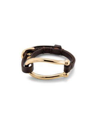 Large Central Link Leather Bracelet