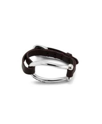 Large Central Link Leather Bracelet