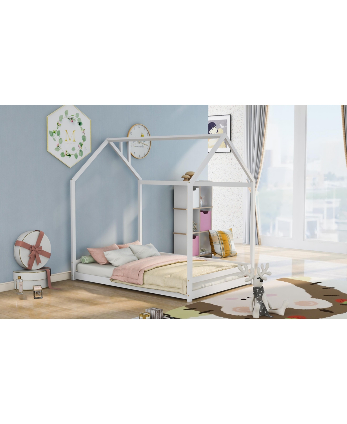 Slickblue Full Size Wood House Bed Frame, Stylish and Cozy Design for Kids' Bedroom